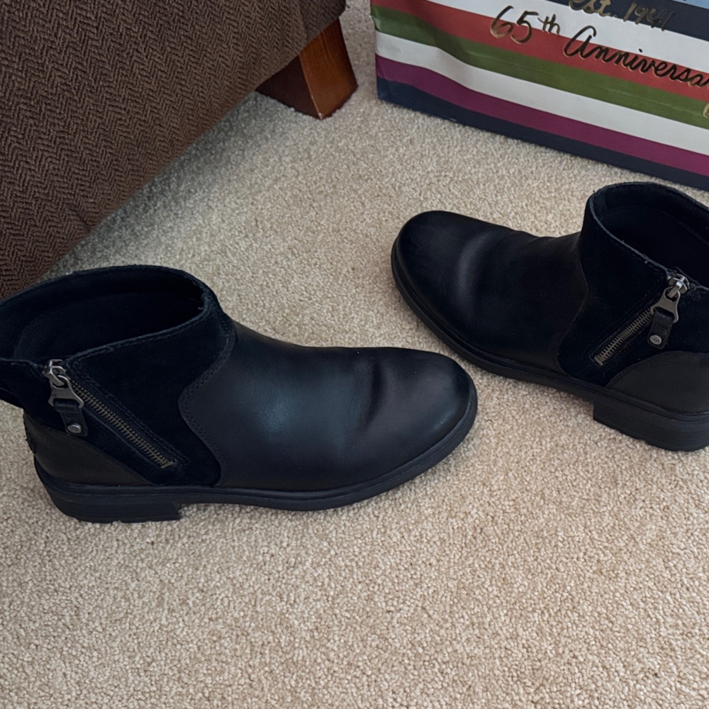 UGG Black Suede Ankle Boots with Zipper